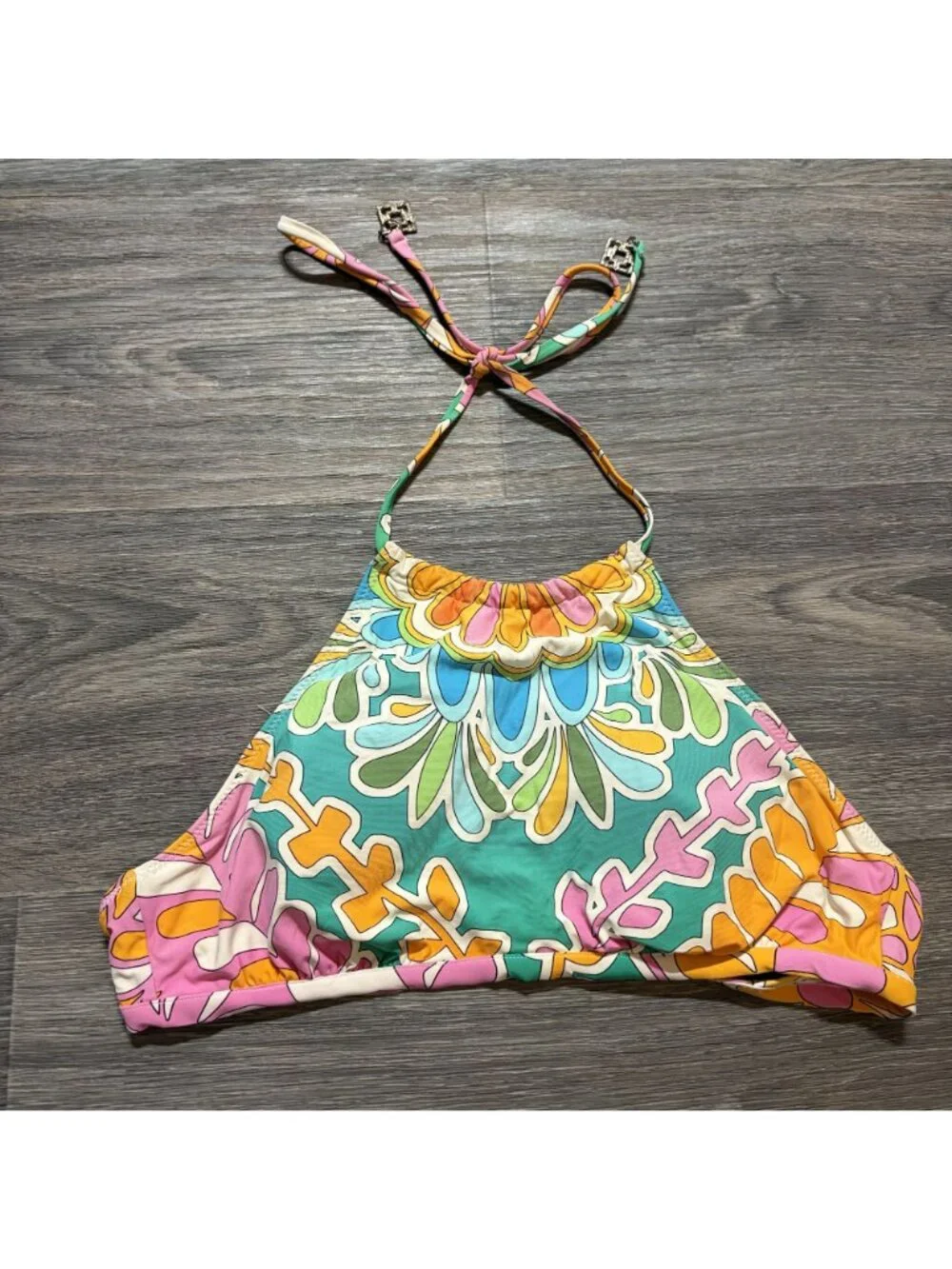 Trina Turk Tamarindo High Neck Halter Bikini Set M/L Style Swim Floral Print